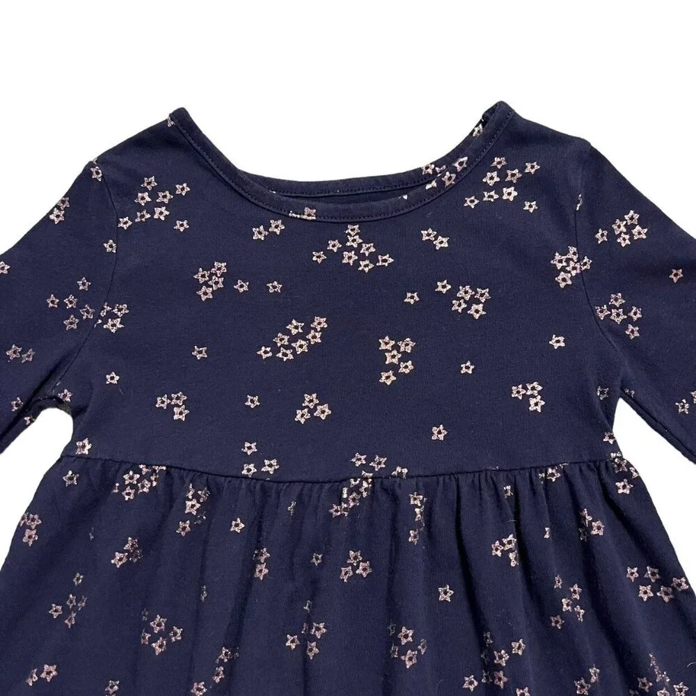 Old Navy 3T Navy Blue & Gold Metallic Stars Dress